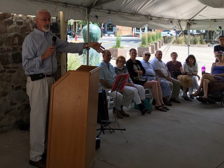  Don Fletcher speaks at the Terrace dedication at HAM recently.