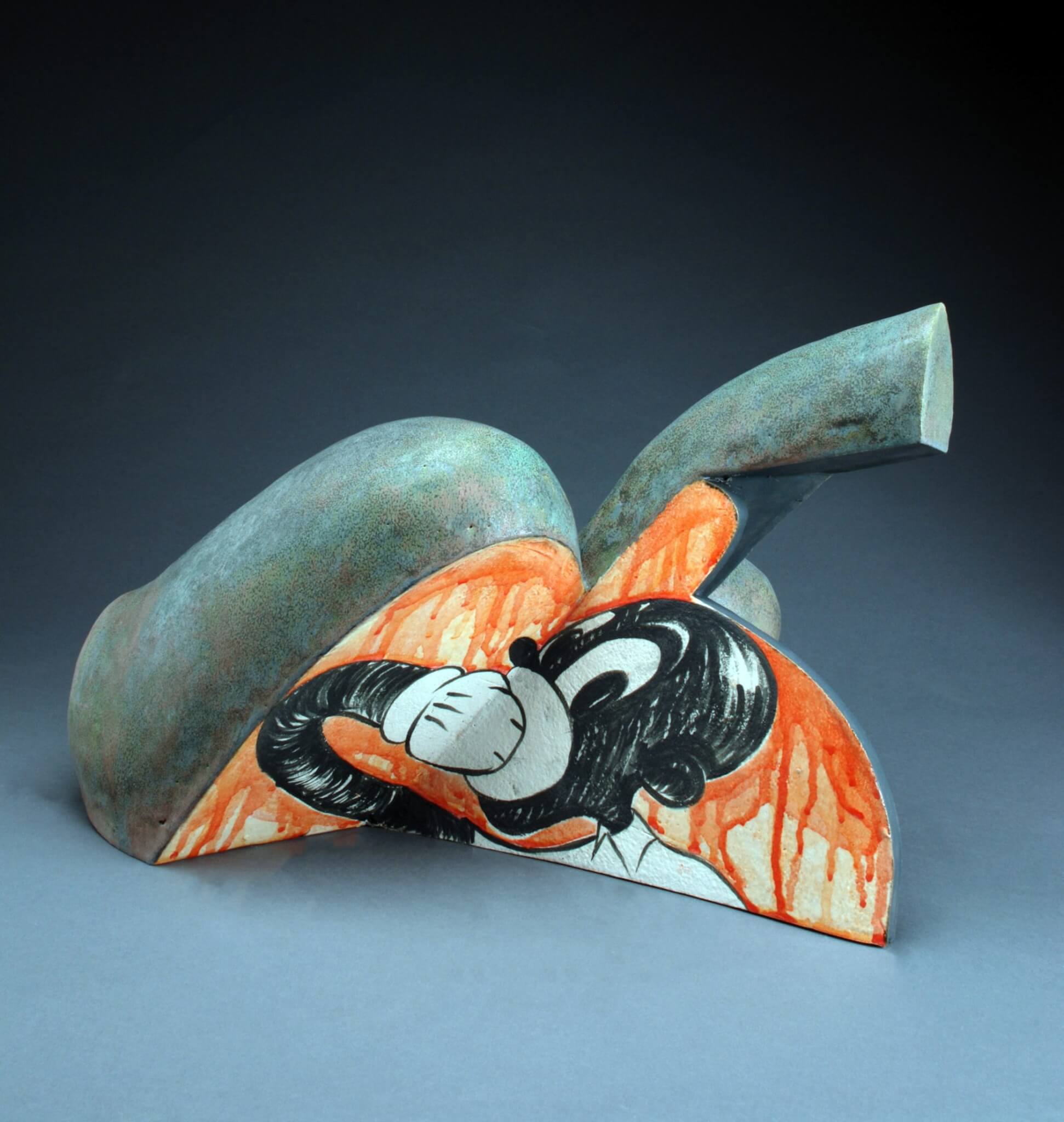 Malcolm Mobutu Smith, Hoof n Mouth, 2010, Stoneware, slip and glaze, 13″ H x 20″ x 15″, Courtesy of the artist.